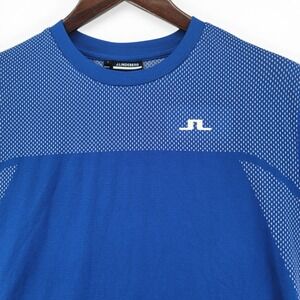 J Lindeberg T Shirt Mens L Blue Golf Athletic Performance Mesh‎ Stretch EUC